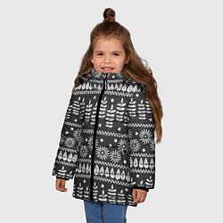Куртка зимняя для девочки Этнические узоры, цвет: 3D-черный — фото 2