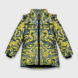 Куртка зимняя для девочки УЗОР , ФУТУРИЗМ,, цвет: 3D-черный