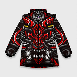 Куртка зимняя для девочки Абстракция демон, цвет: 3D-черный
