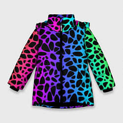 Куртка зимняя для девочки Неоновый градиент, цвет: 3D-черный
