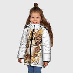 Куртка зимняя для девочки Лисичка спит в листьях, цвет: 3D-светло-серый — фото 2