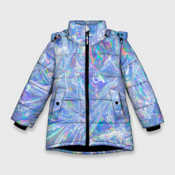 Куртка зимняя для девочки 3d ice glitch, цвет: 3D-черный