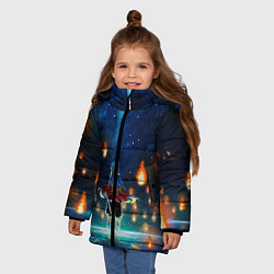 Куртка зимняя для девочки Ренгоку Кёджуро Клинок демонов, цвет: 3D-черный — фото 2