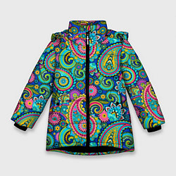 Куртка зимняя для девочки Славянские Узоры, цвет: 3D-черный