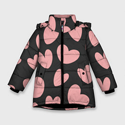 Куртка зимняя для девочки Сердечки, цвет: 3D-черный