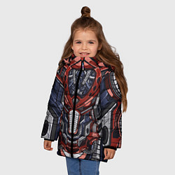 Куртка зимняя для девочки Механический робот, цвет: 3D-красный — фото 2
