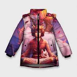 Куртка зимняя для девочки Девушка-лиса, цвет: 3D-светло-серый