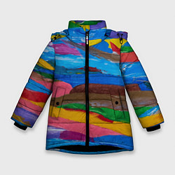 Куртка зимняя для девочки Картина абстракция, цвет: 3D-черный