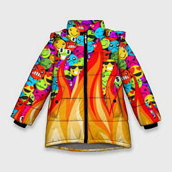 Куртка зимняя для девочки SLAVA MARLOW - Смайлики, цвет: 3D-светло-серый