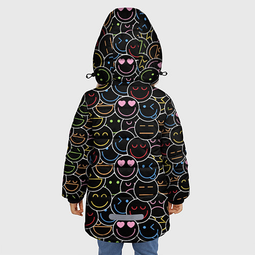 Зимняя куртка для девочки SLAVA MARLOW - Неоновые смайлы / 3D-Светло-серый – фото 4