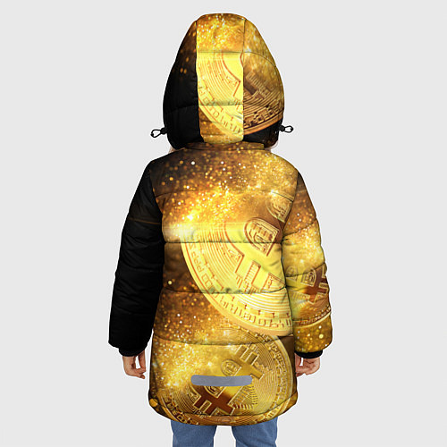 Зимняя куртка для девочки БИТКОИН ЗОЛОТО BITCOIN GOLD / 3D-Светло-серый – фото 4