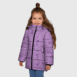 Куртка зимняя для девочки Листья на фиолетовом фоне, цвет: 3D-красный — фото 2