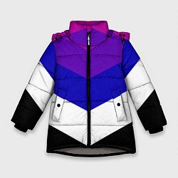 Куртка зимняя для девочки Полосы, цвет: 3D-светло-серый