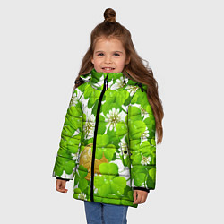 Куртка зимняя для девочки Ирландский Клевер и Монетка, цвет: 3D-черный — фото 2
