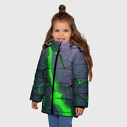 Куртка зимняя для девочки ЗЕЛЕНЫЙ РАЗЛОМ 3Д РАЗЛОМ, цвет: 3D-черный — фото 2