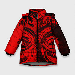 Куртка зимняя для девочки BLACK RED DRAGONS TATOO, цвет: 3D-светло-серый