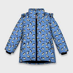 Куртка зимняя для девочки Пингвины, цвет: 3D-черный