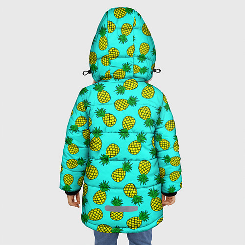 Зимняя куртка для девочки Ананасы аква / 3D-Светло-серый – фото 4