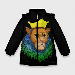 Куртка зимняя для девочки Lion art, цвет: 3D-черный