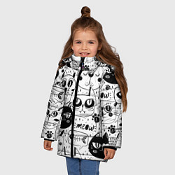Куртка зимняя для девочки Кошки, цвет: 3D-светло-серый — фото 2