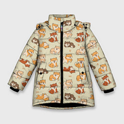Куртка зимняя для девочки Шиба-Ину, цвет: 3D-черный