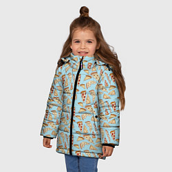 Куртка зимняя для девочки Кусочки Пиццы, цвет: 3D-светло-серый — фото 2