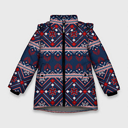 Куртка зимняя для девочки Русские народные узоры, цвет: 3D-светло-серый