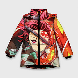 Куртка зимняя для девочки КЛИНОК РАССЕКАЮЩИЙ ДЕМОНОВ, цвет: 3D-черный