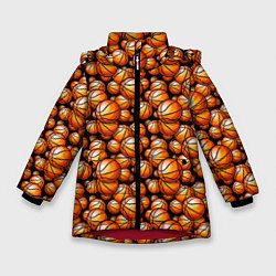 Куртка зимняя для девочки Баскетбольные Мячи, цвет: 3D-красный