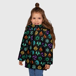 Куртка зимняя для девочки GENSHIN IMPACT ЭМБЛЕМЫ, цвет: 3D-черный — фото 2