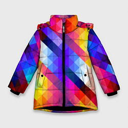 Куртка зимняя для девочки Пиксельная радуга, цвет: 3D-черный