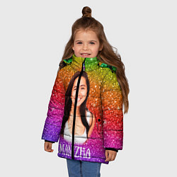 Куртка зимняя для девочки Manizha Радужные блестки, цвет: 3D-красный — фото 2