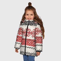 Куртка зимняя для девочки Славянский узор красно-черный, цвет: 3D-черный — фото 2