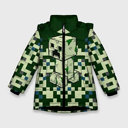 Куртка зимняя для девочки Minecraft Крипер, цвет: 3D-черный