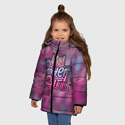 Куртка зимняя для девочки Надпись с градиентом, цвет: 3D-черный — фото 2