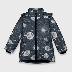 Зимняя куртка для девочки Звезды, планеты и созвездия
