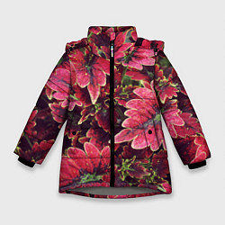 Куртка зимняя для девочки Красные листья, цвет: 3D-светло-серый