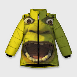 Куртка зимняя для девочки Shrek is Yelling, цвет: 3D-черный
