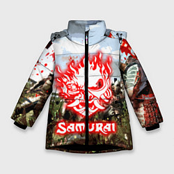 Куртка зимняя для девочки SAMURAI CYBERPUNK, цвет: 3D-черный