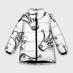 Куртка зимняя для девочки Короны, цвет: 3D-черный