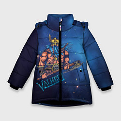 Куртка зимняя для девочки Valheim викинг с синей бородой, цвет: 3D-черный