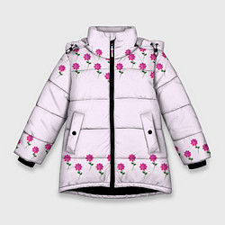 Зимняя куртка для девочки Розовые цветы pink flowers