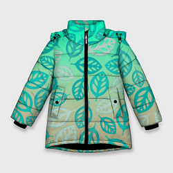 Куртка зимняя для девочки Узор из листиков, цвет: 3D-черный