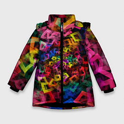 Куртка зимняя для девочки Калейдоскоп, цвет: 3D-черный