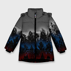 Куртка зимняя для девочки Флаг из леса, цвет: 3D-черный