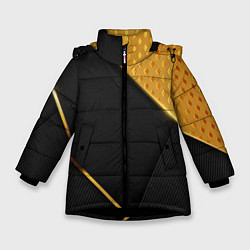 Куртка зимняя для девочки 3D BLACK & GOLD, цвет: 3D-черный
