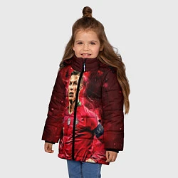 Куртка зимняя для девочки Криштиану Роналду Португалия, цвет: 3D-черный — фото 2