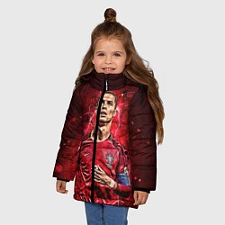 Куртка зимняя для девочки Cristiano Ronaldo Portugal, цвет: 3D-черный — фото 2