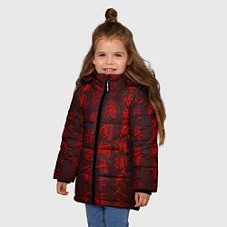 Куртка зимняя для девочки Иероглифы 3D, цвет: 3D-черный — фото 2