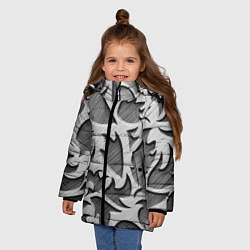 Куртка зимняя для девочки Монохромный узор, цвет: 3D-черный — фото 2